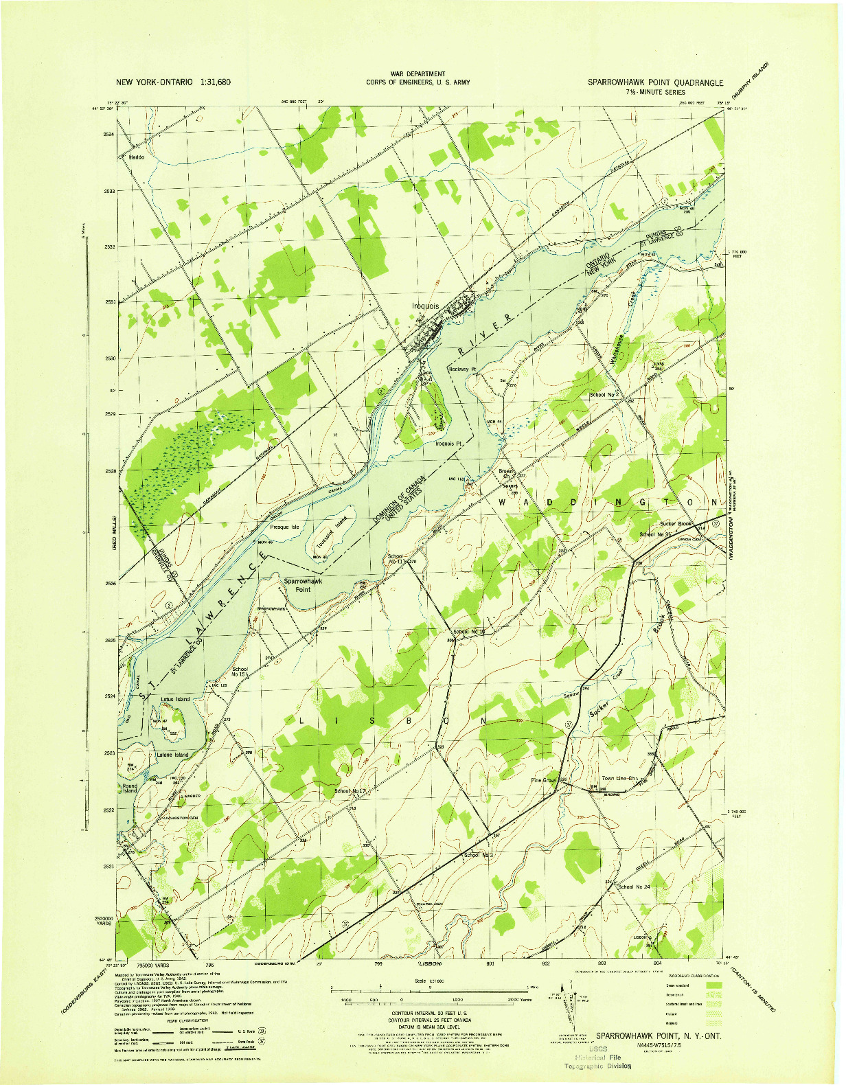 USGS 1:31680-SCALE QUADRANGLE FOR SPARROWHAWK POINT, NY 1943