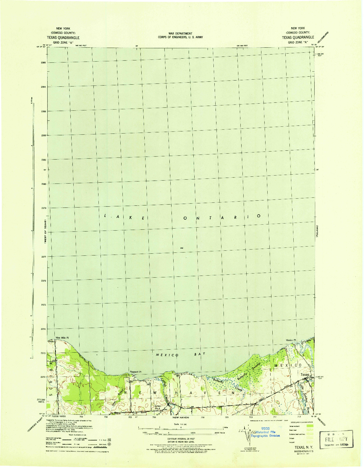 USGS 1:31680-SCALE QUADRANGLE FOR TEXAS, NY 1943