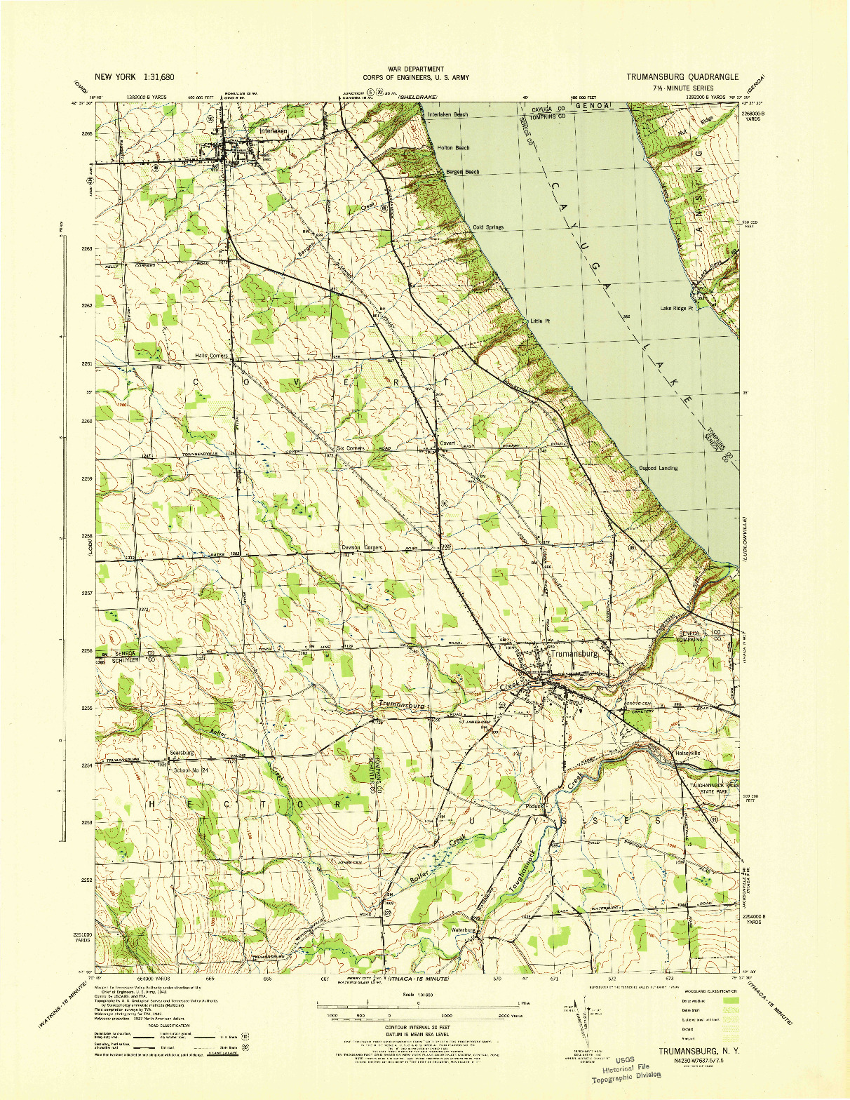 USGS 1:31680-SCALE QUADRANGLE FOR TRUMANSBURG, NY 1943