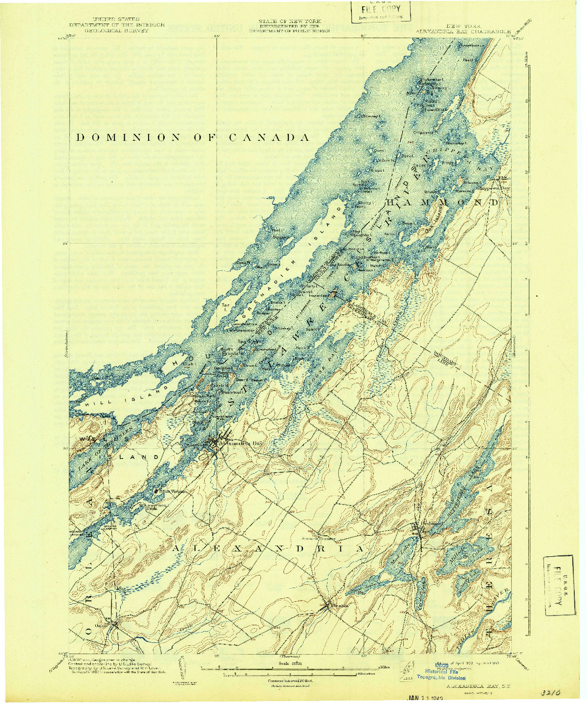 USGS 1:62500-SCALE QUADRANGLE FOR ALEXANDRIA BAY, NY 1903