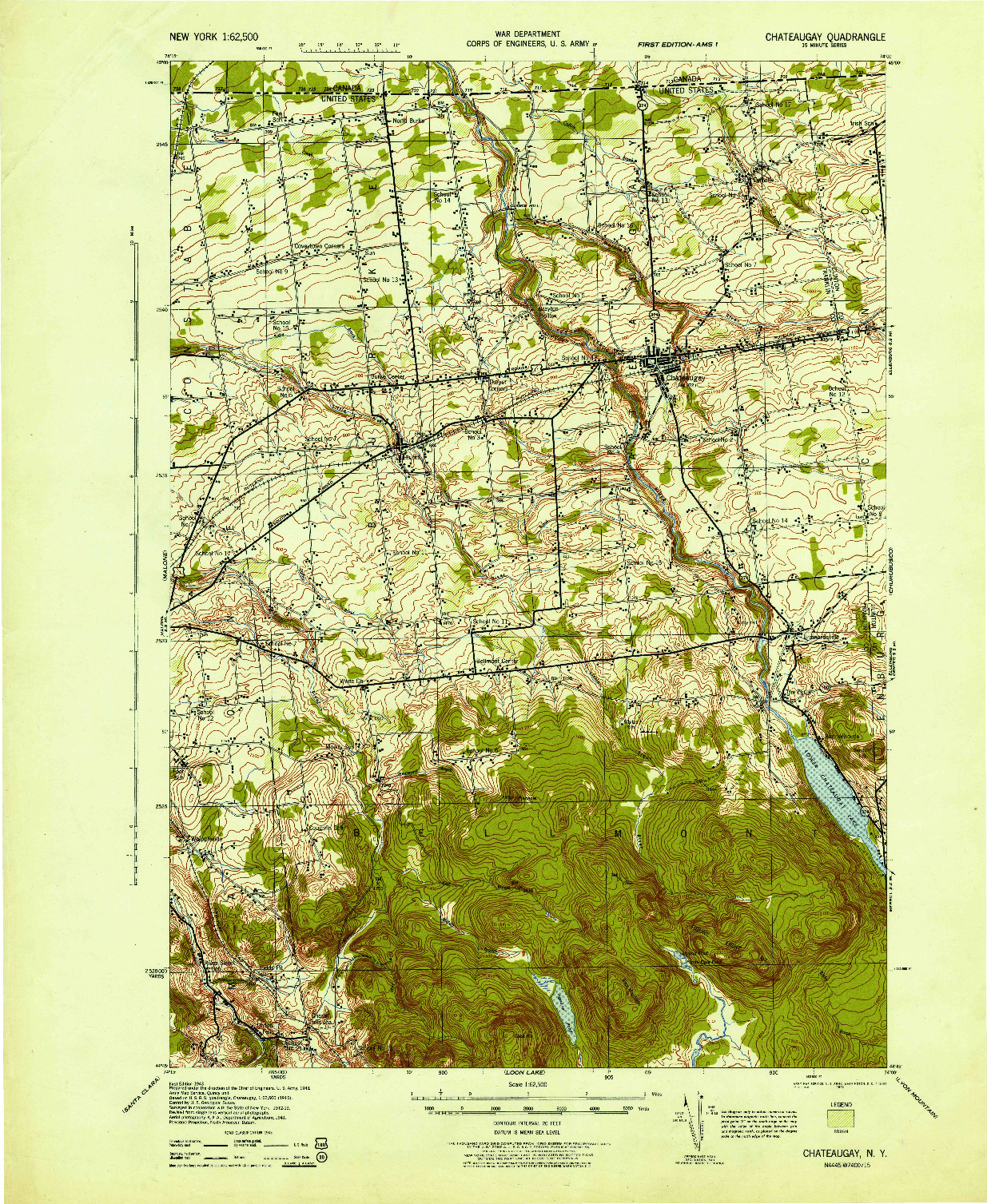 USGS 1:62500-SCALE QUADRANGLE FOR CHATEAUGAY, NY 1943