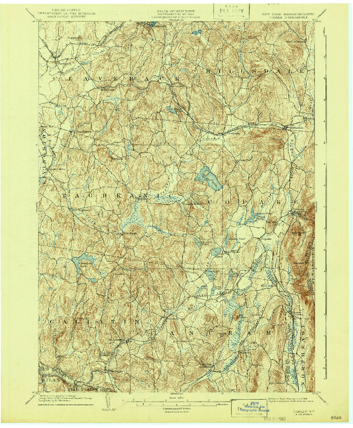USGS 1:62500-SCALE QUADRANGLE FOR COPAKE, NY 1904