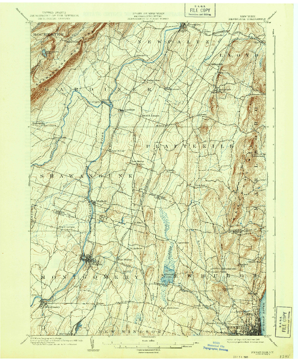 USGS 1:62500-SCALE QUADRANGLE FOR NEWBURGH, NY 1903