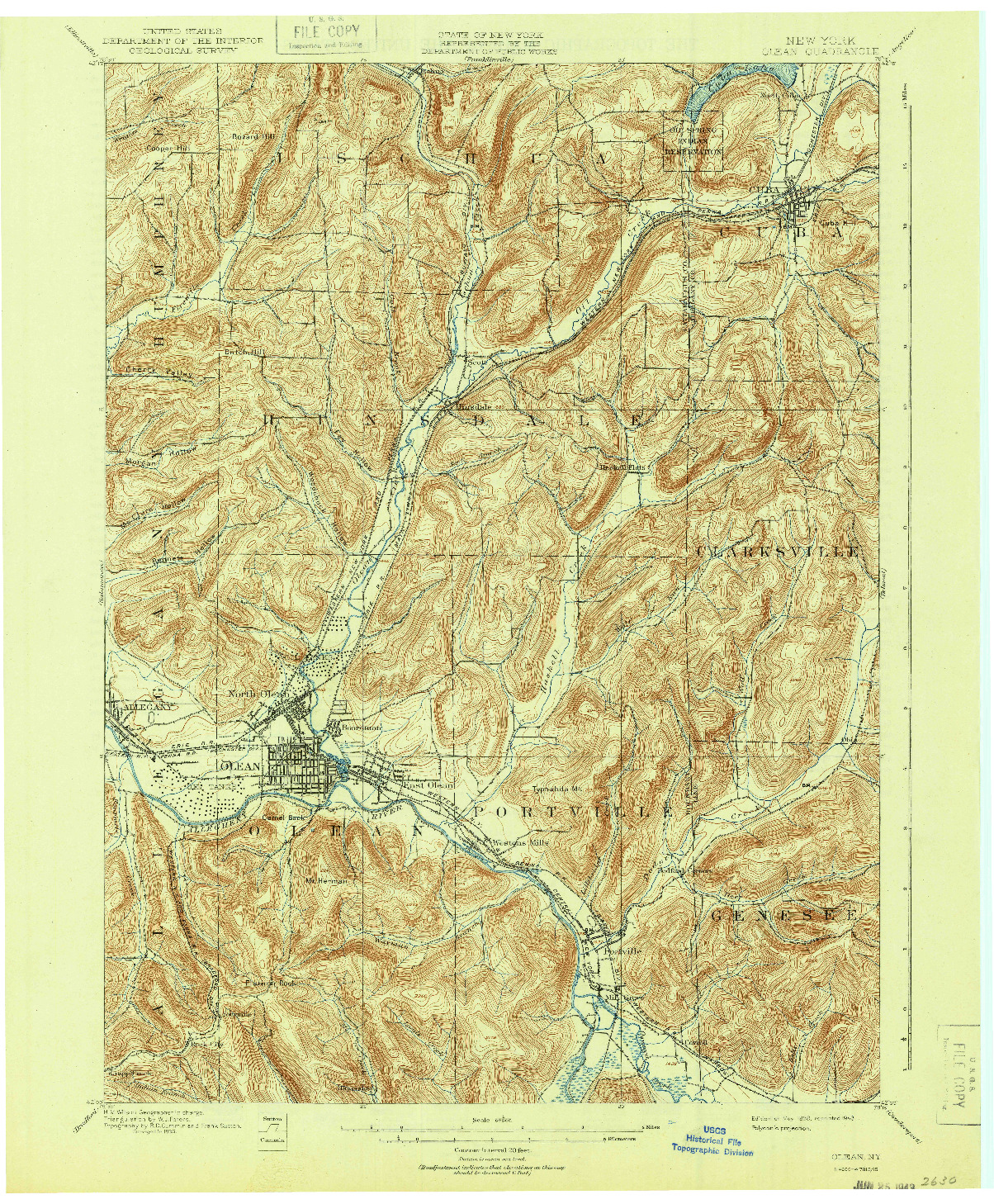 USGS 1:62500-SCALE QUADRANGLE FOR OLEAN, NY 1943