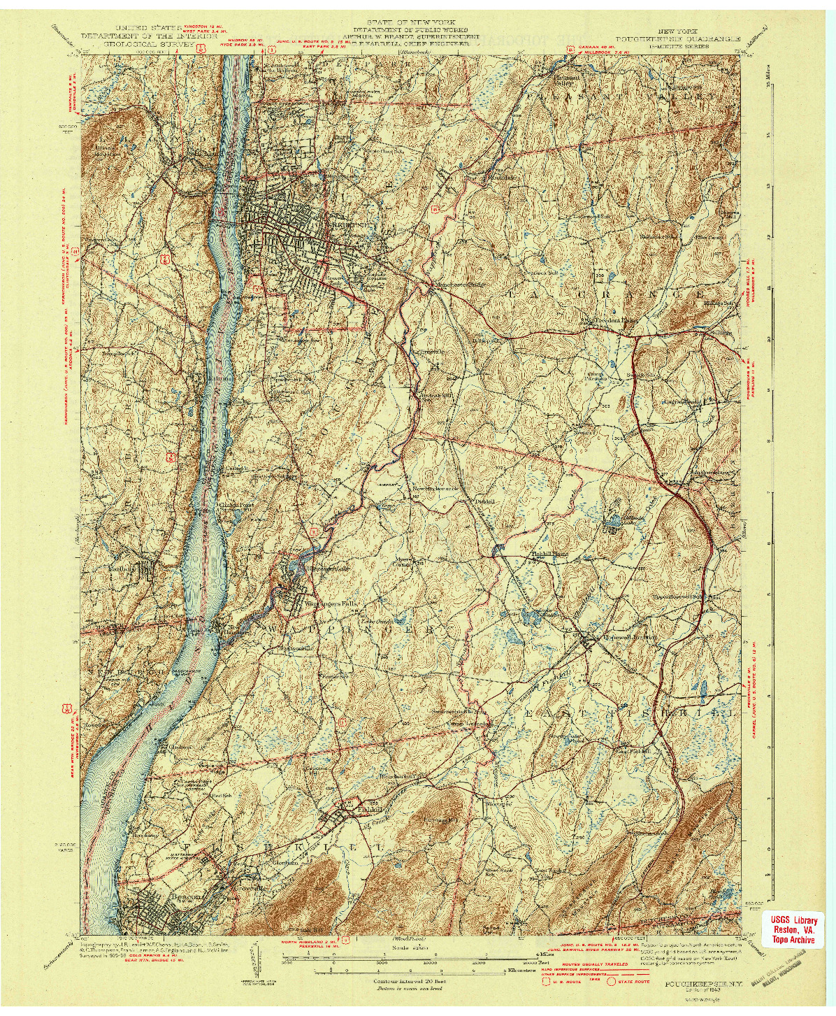 USGS 1:62500-SCALE QUADRANGLE FOR POUGHKEEPSIE, NY 1943