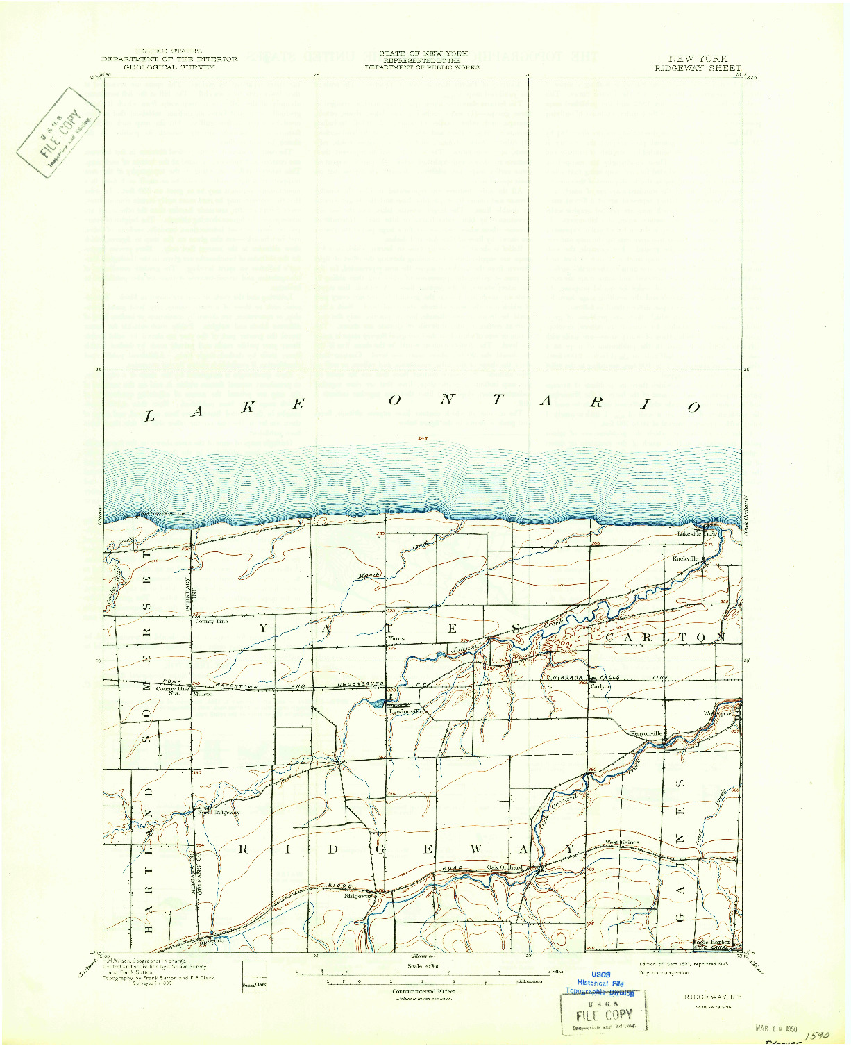 USGS 1:62500-SCALE QUADRANGLE FOR RIDGEWAY, NY 1897