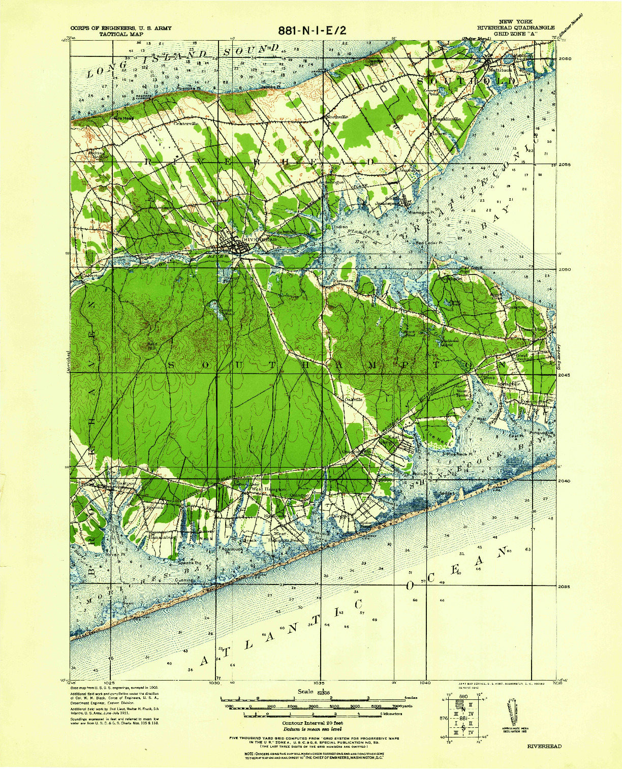 USGS 1:62500-SCALE QUADRANGLE FOR RIVERHEAD, NY 1943