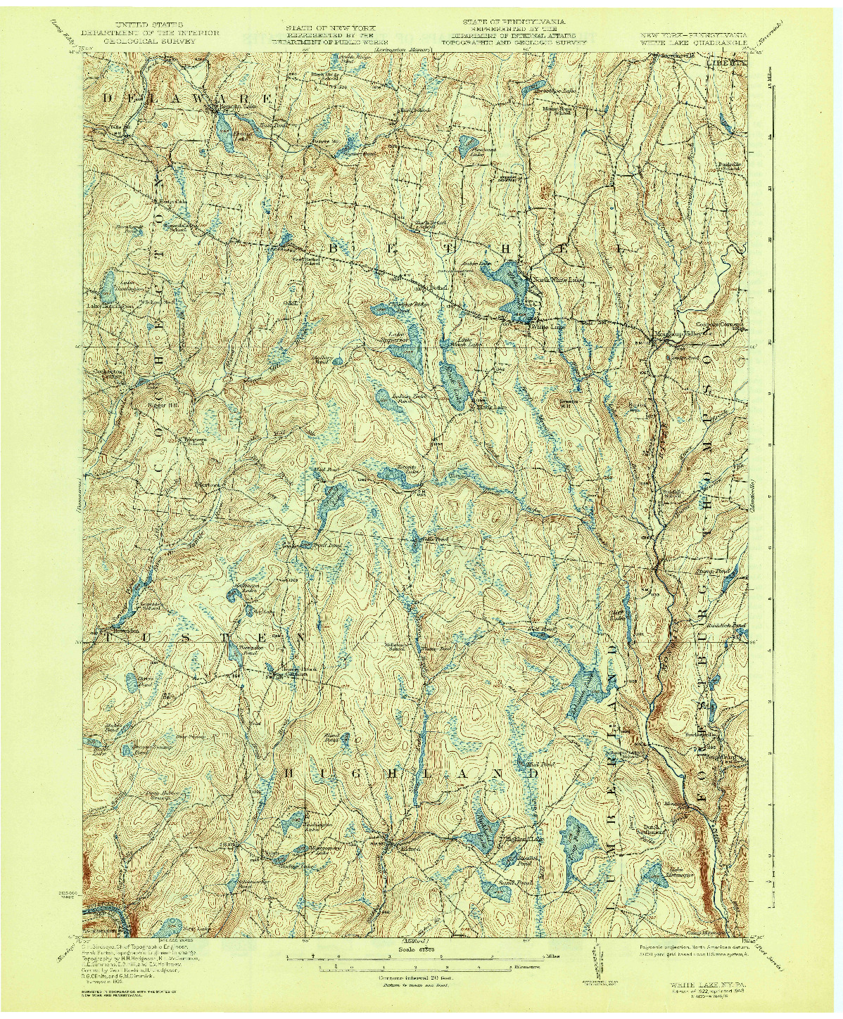 USGS 1:62500-SCALE QUADRANGLE FOR WHITE LAKE, NY 1922