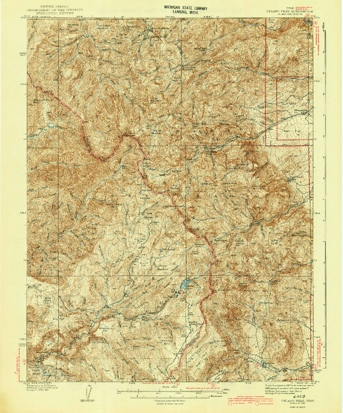 USGS 1:62500-SCALE QUADRANGLE FOR DELANO PEAK, UT 1943