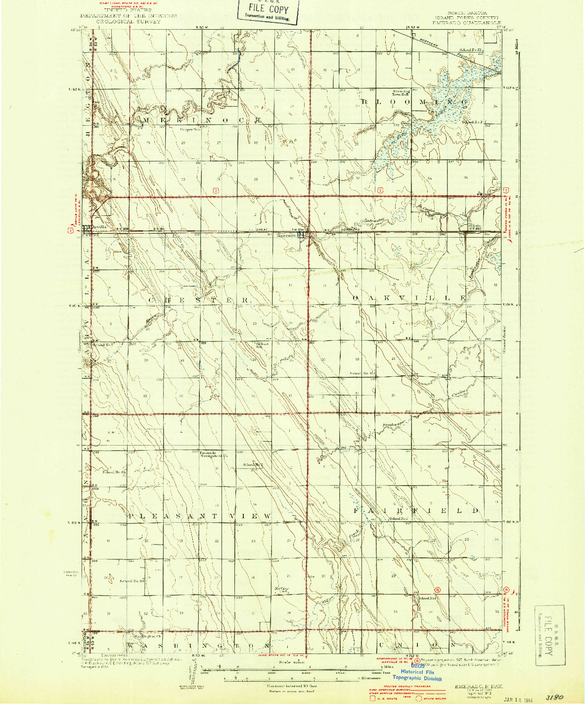 USGS 1:62500-SCALE QUADRANGLE FOR EMERADO, ND 1936