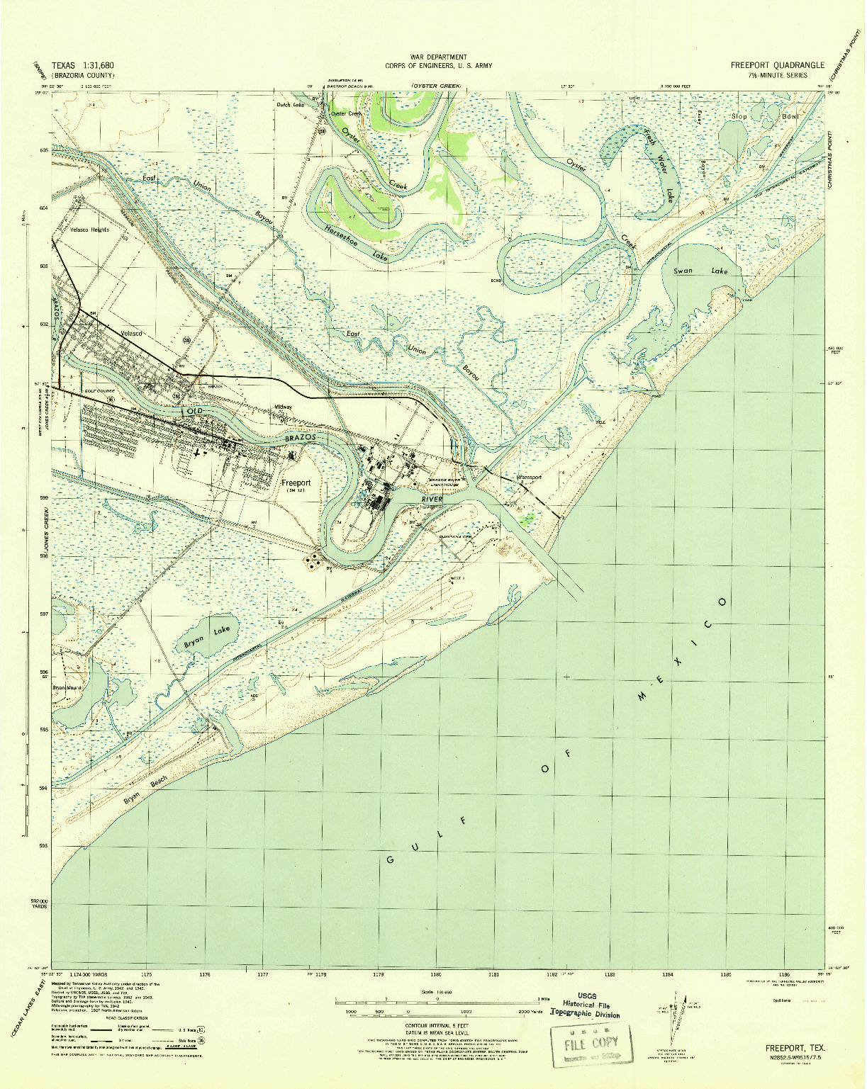 USGS 1:31680-SCALE QUADRANGLE FOR FREEPORT, TX 1943
