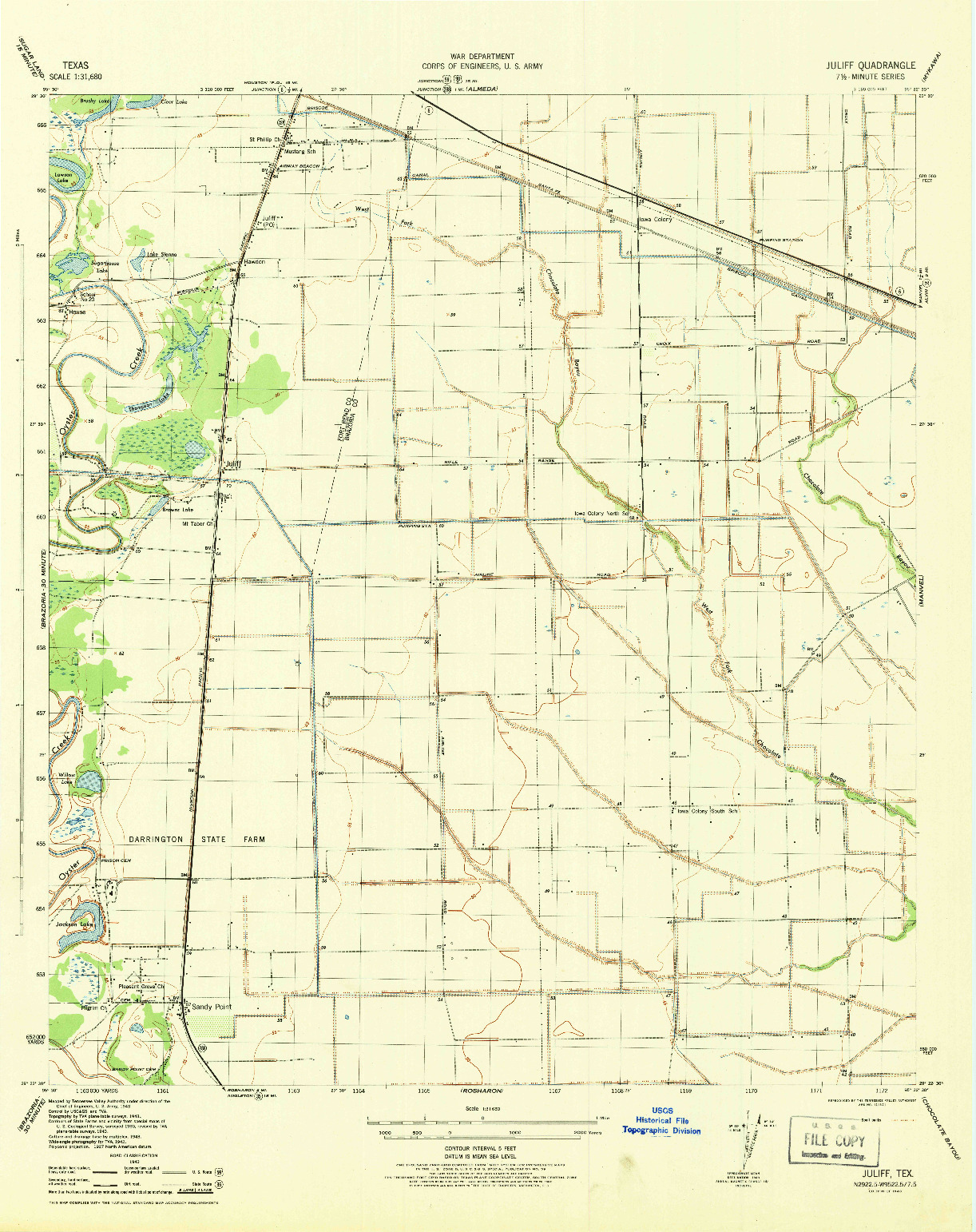 USGS 1:31680-SCALE QUADRANGLE FOR JULIFF, TX 1943