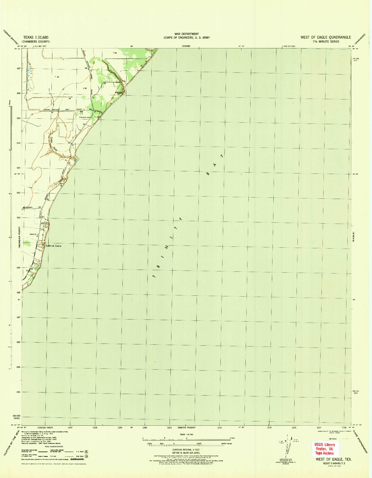 USGS 1:31680-SCALE QUADRANGLE FOR WEST OF EAGLE, TX 1943