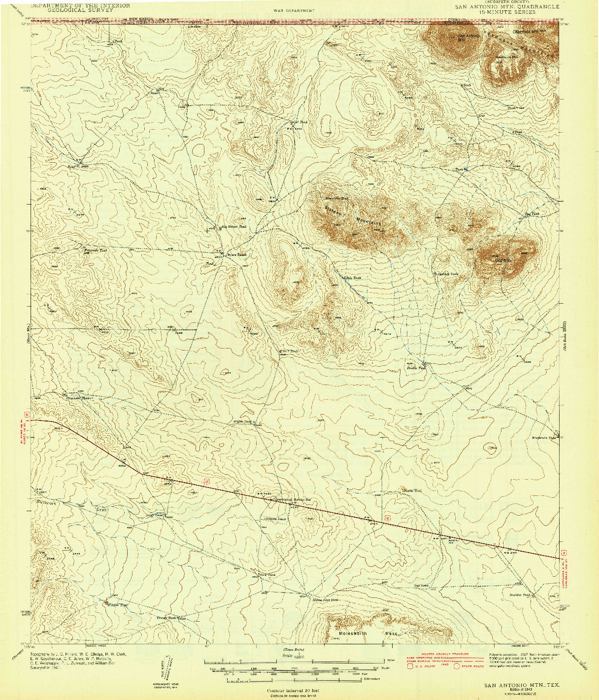 USGS 1:62500-SCALE QUADRANGLE FOR SAN ANTONIO MTN, TX 1943