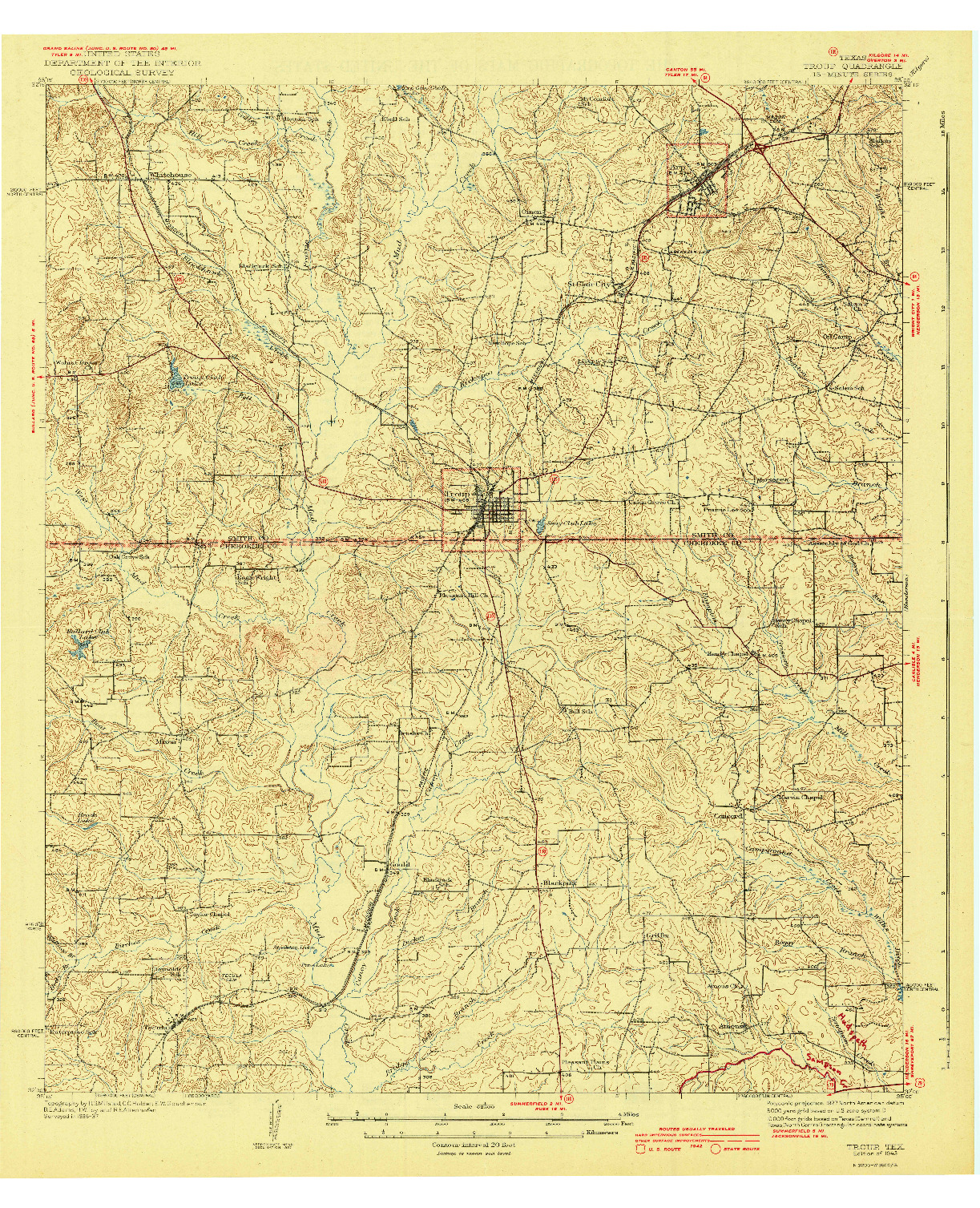 USGS 1:62500-SCALE QUADRANGLE FOR TROUP, TX 1943