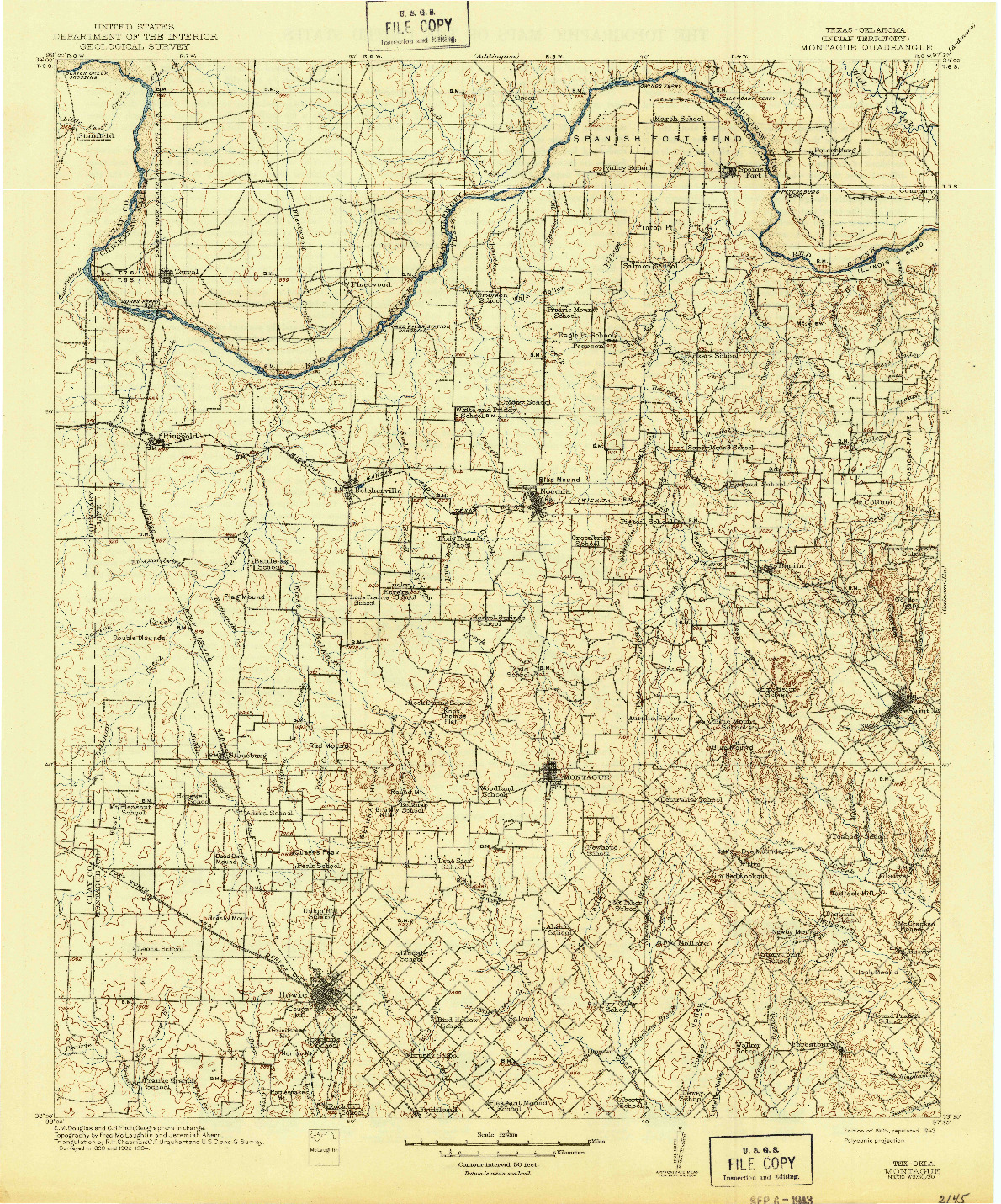 USGS 1:125000-SCALE QUADRANGLE FOR MONTAGUE, TX 1905