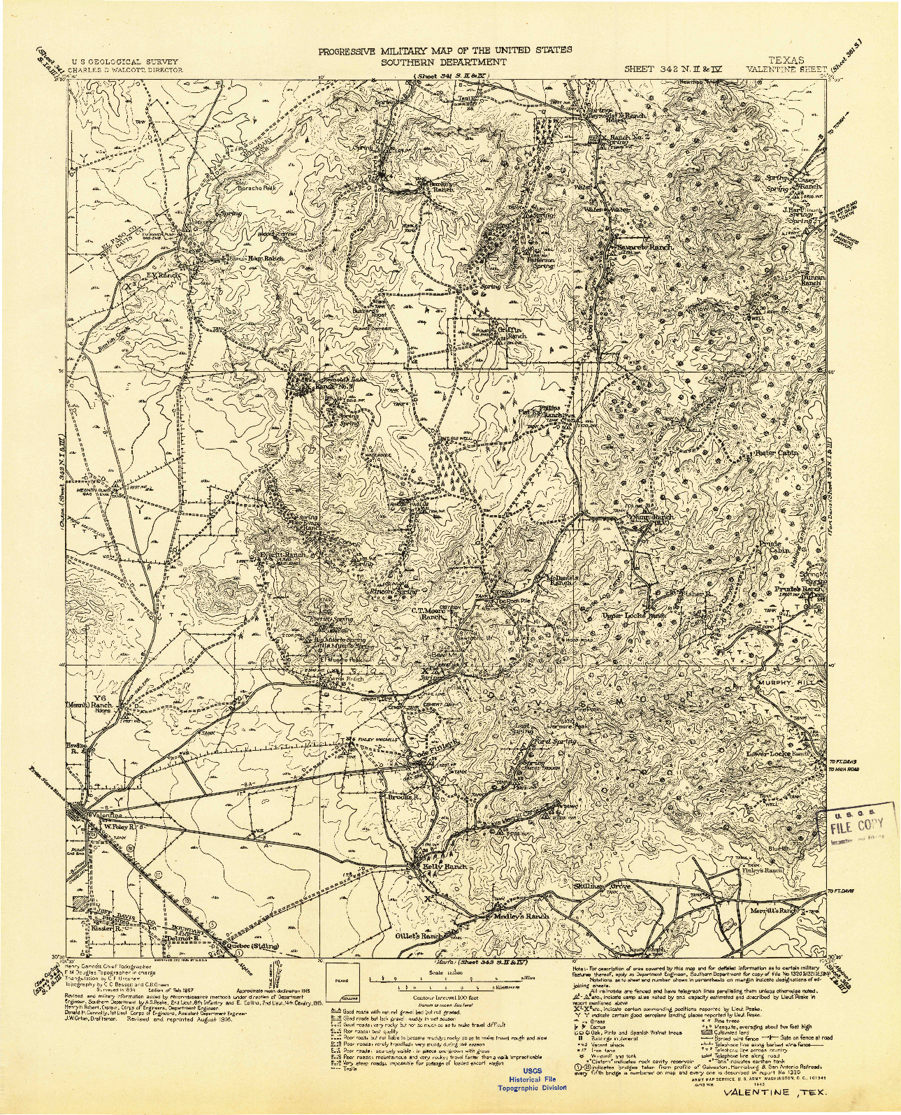 USGS 1:125000-SCALE QUADRANGLE FOR VALENTINE, TX 1943