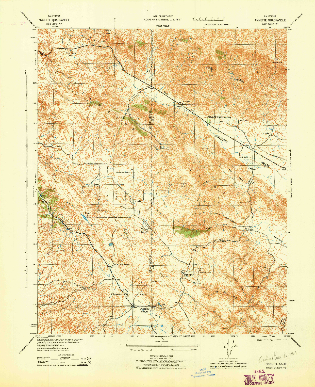 USGS 1:31680-SCALE QUADRANGLE FOR ANNETTE, CA 1943