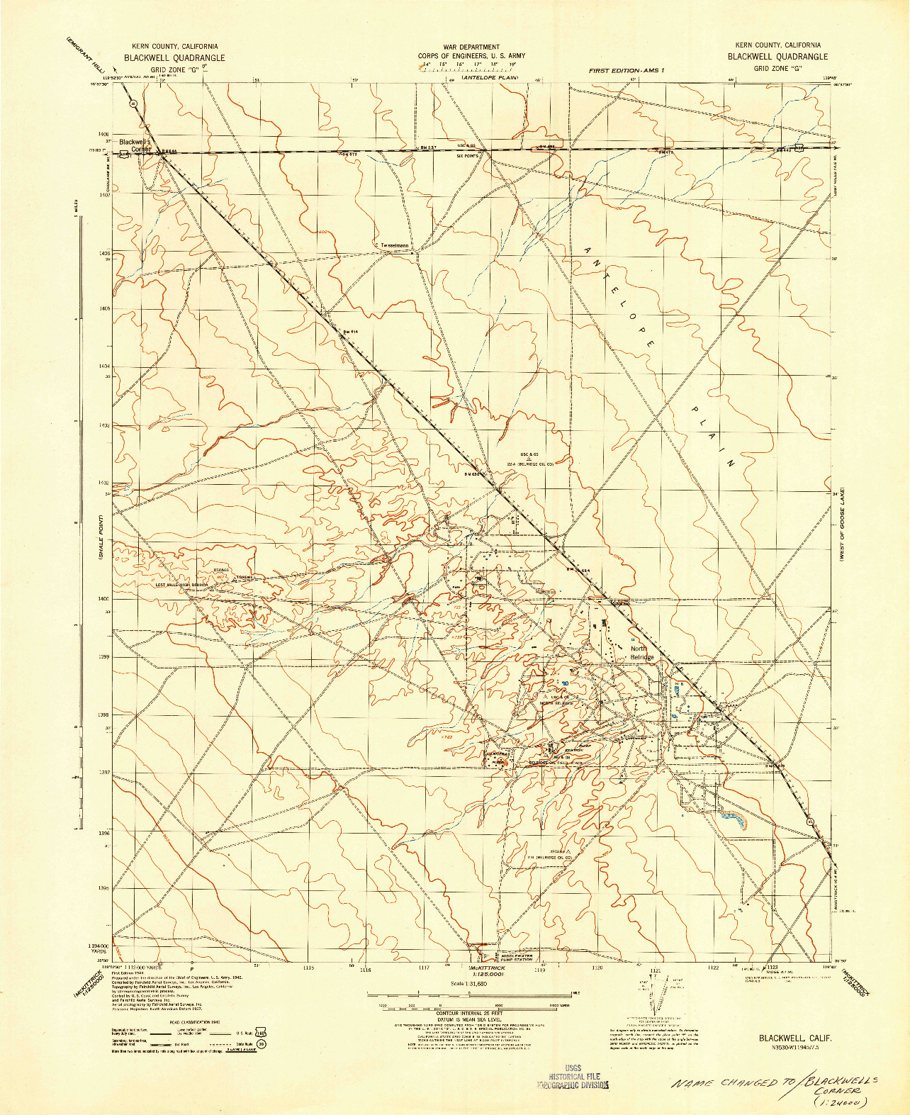 USGS 1:31680-SCALE QUADRANGLE FOR BLACKWELL, CA 1943