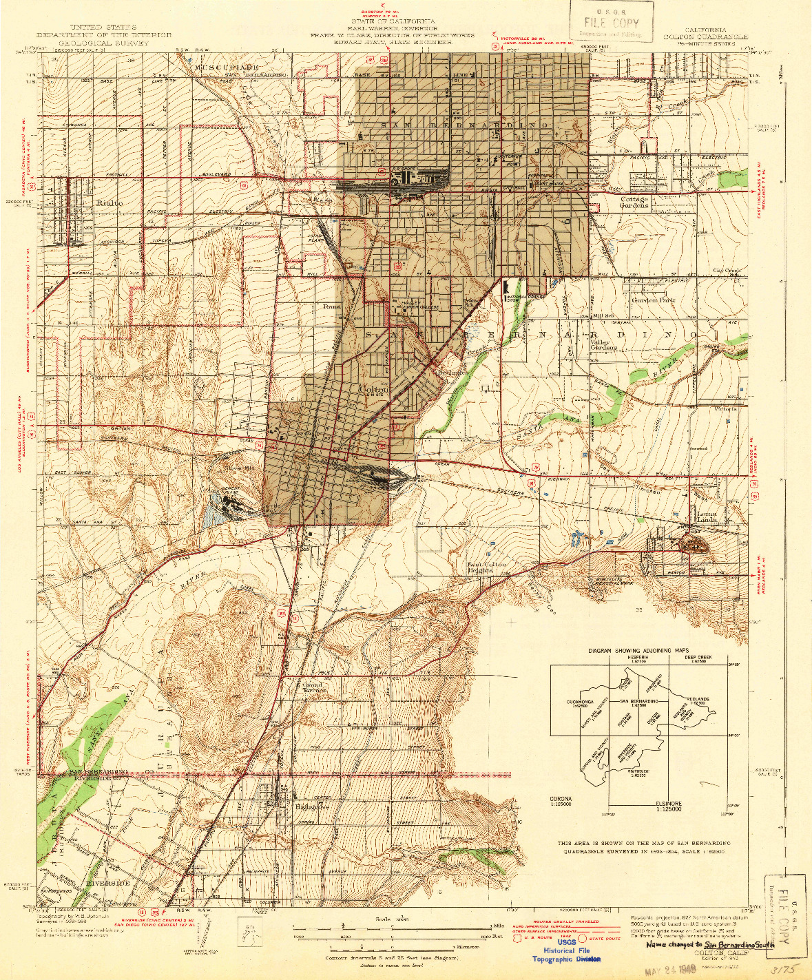 USGS 1:31680-SCALE QUADRANGLE FOR COLTON, CA 1943
