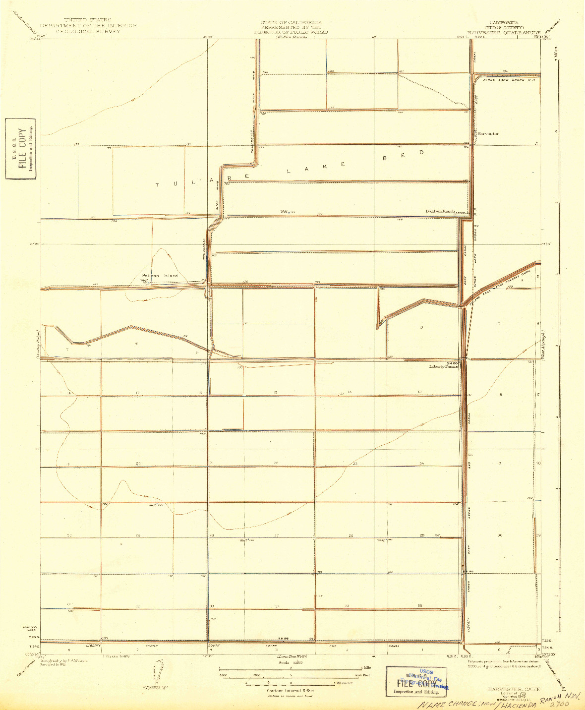USGS 1:31680-SCALE QUADRANGLE FOR HARVESTER, CA 1935