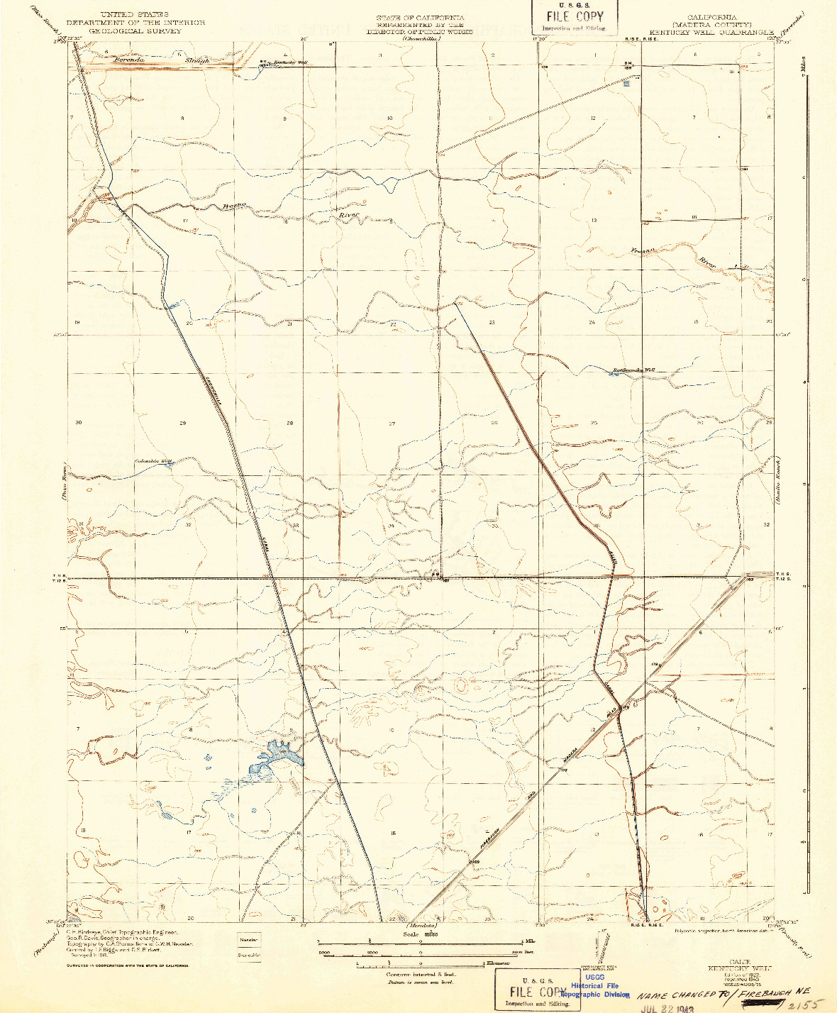 USGS 1:31680-SCALE QUADRANGLE FOR KENTUCKY WELL, CA 1922