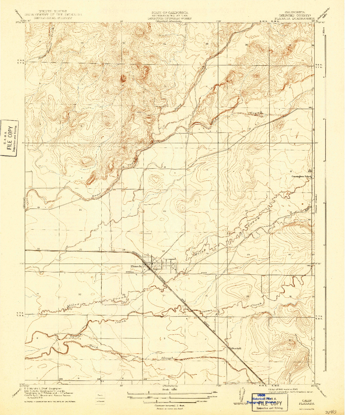 USGS 1:31680-SCALE QUADRANGLE FOR PLANADA, CA 1918