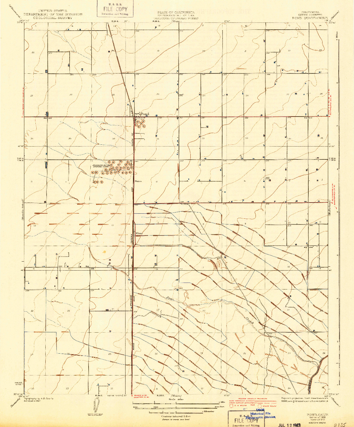 USGS 1:31680-SCALE QUADRANGLE FOR POND, CA 1930