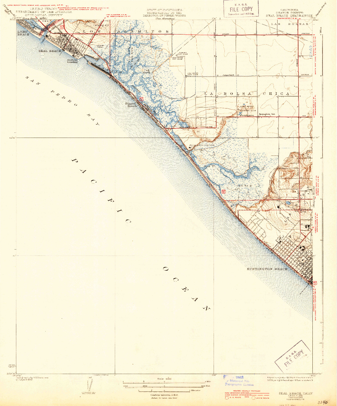 USGS 1:31680-SCALE QUADRANGLE FOR SEAL BEACH, CA 1935