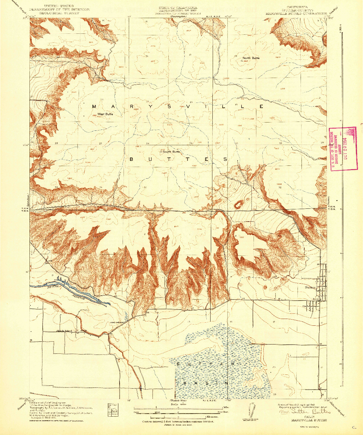 USGS 1:31680-SCALE QUADRANGLE FOR SUTTER BUTTES, CA 1912