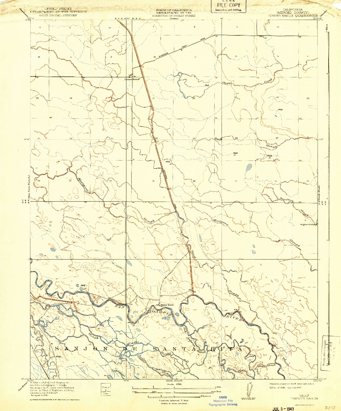 USGS 1:31680-SCALE QUADRANGLE FOR TURNER RANCH, CA 1918