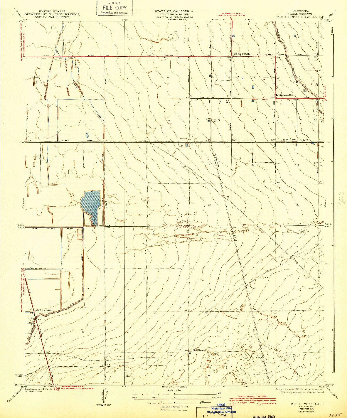 USGS 1:31680-SCALE QUADRANGLE FOR WEED PATCH, CA 1933