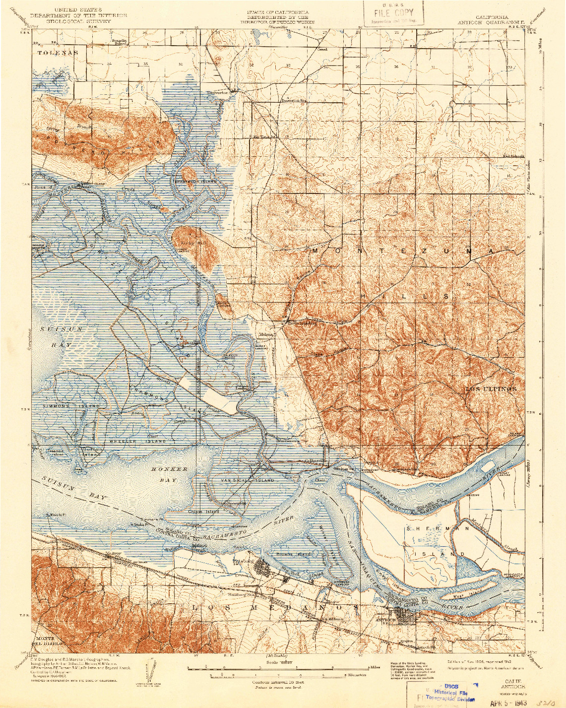 USGS 1:62500-SCALE QUADRANGLE FOR ANTIOCH, CA 1908