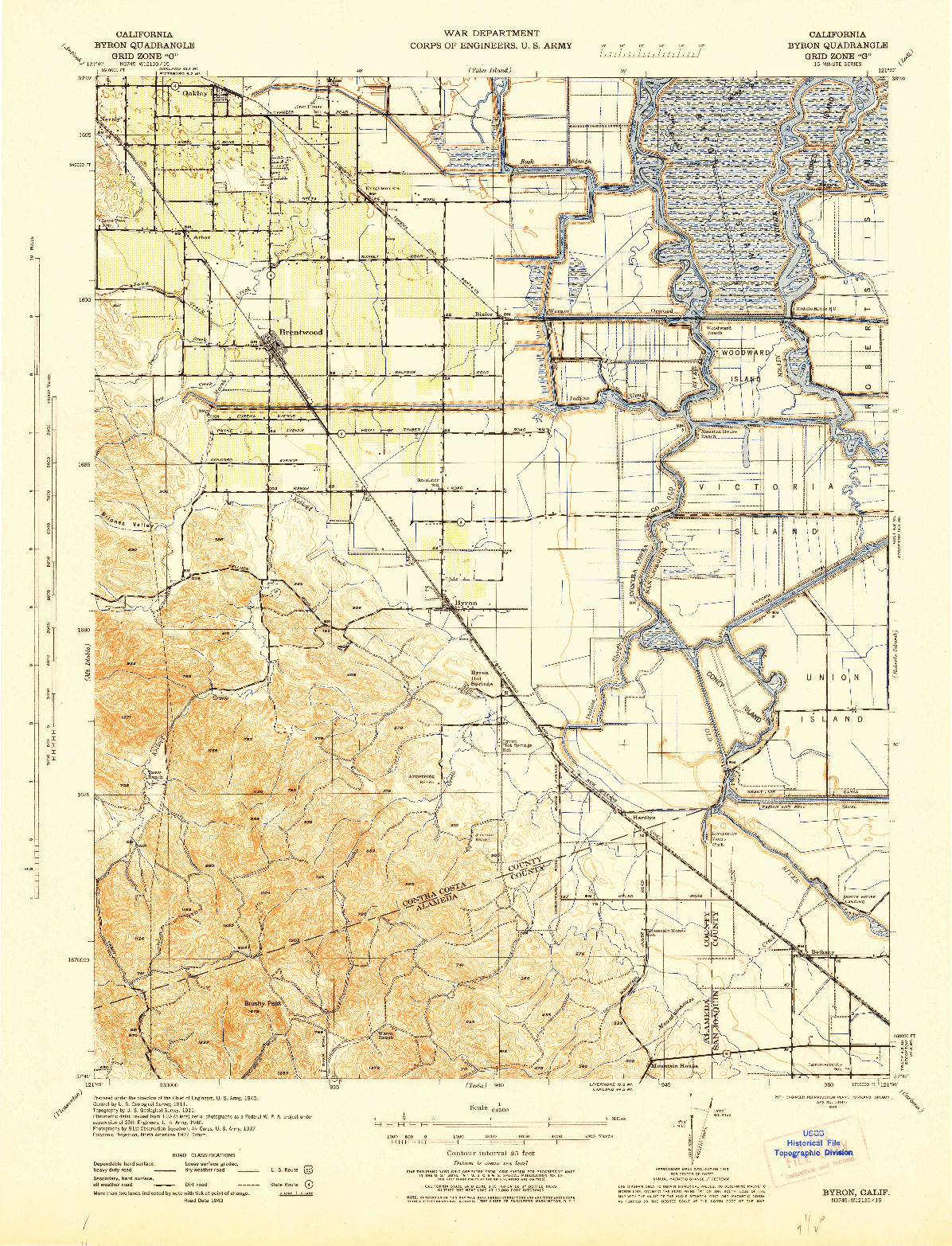 USGS 1:62500-SCALE QUADRANGLE FOR BYRON, CA 1940