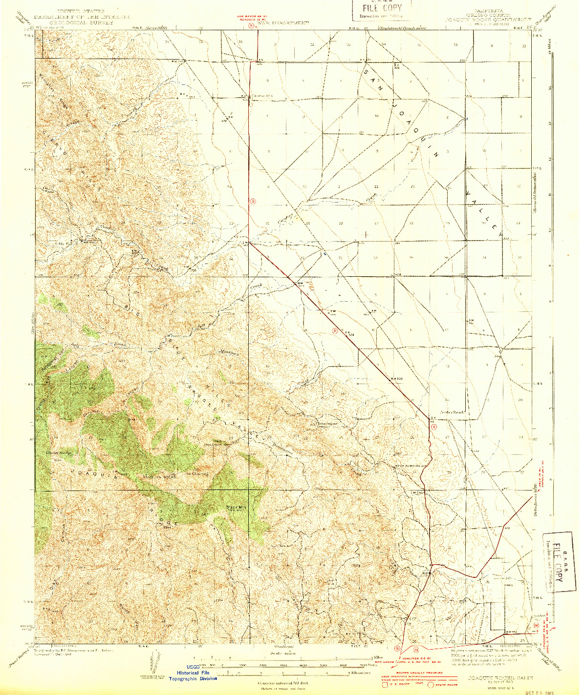 USGS 1:62500-SCALE QUADRANGLE FOR JOAQUIN ROCKS, CA 1943