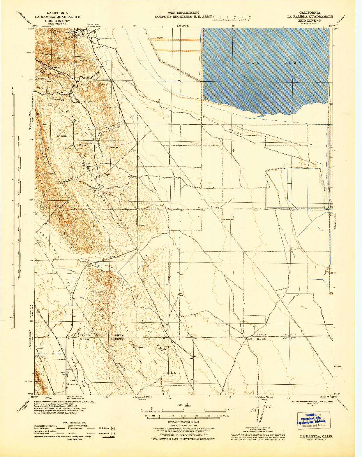 USGS 1:62500-SCALE QUADRANGLE FOR LA RAMBLA, CA 1943
