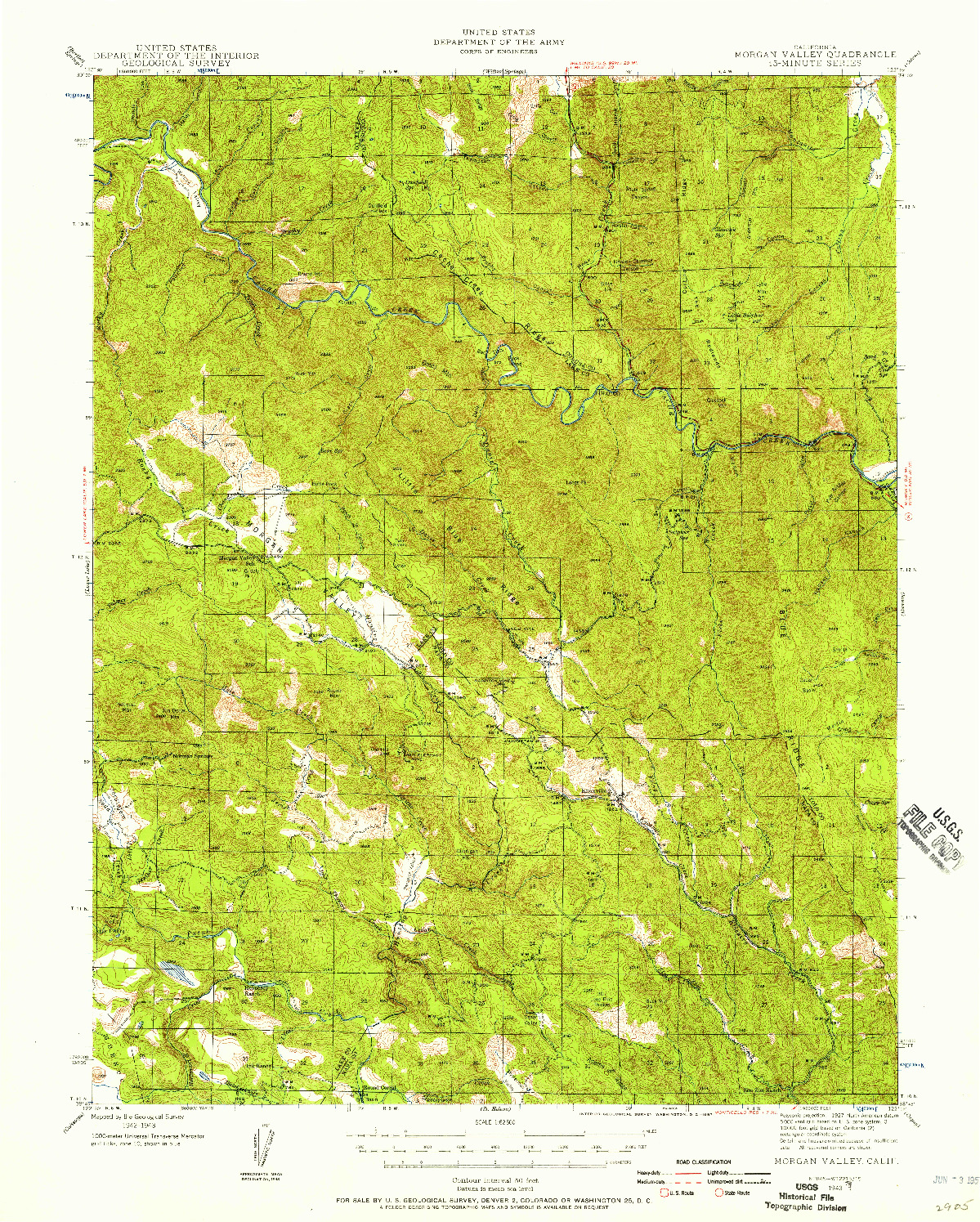 USGS 1:62500-SCALE QUADRANGLE FOR MORGAN VALLEY, CA 1943