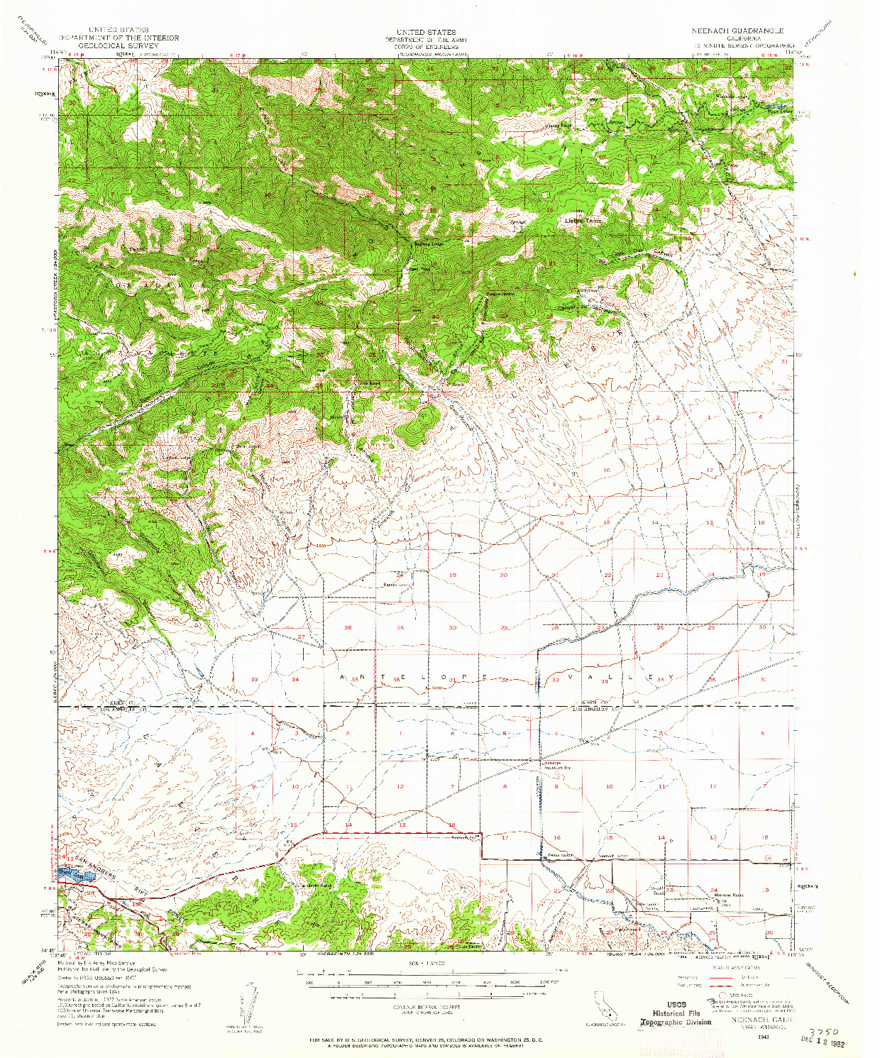 USGS 1:62500-SCALE QUADRANGLE FOR NEENACH, CA 1943