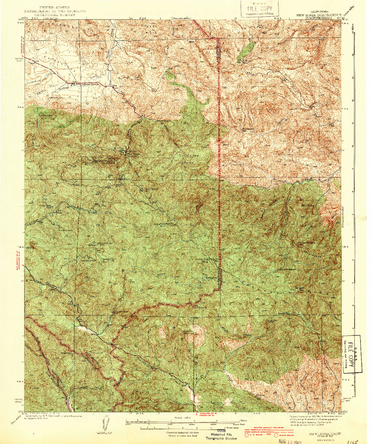 USGS 1:62500-SCALE QUADRANGLE FOR NEW IDRIA, CA 1943