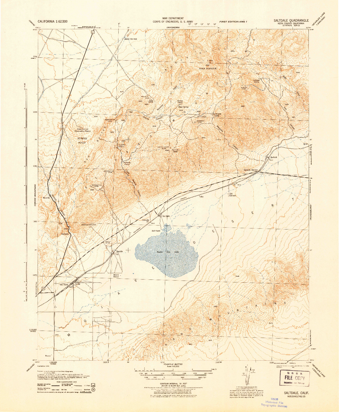 USGS 1:62500-SCALE QUADRANGLE FOR SALTDALE, CA 1943