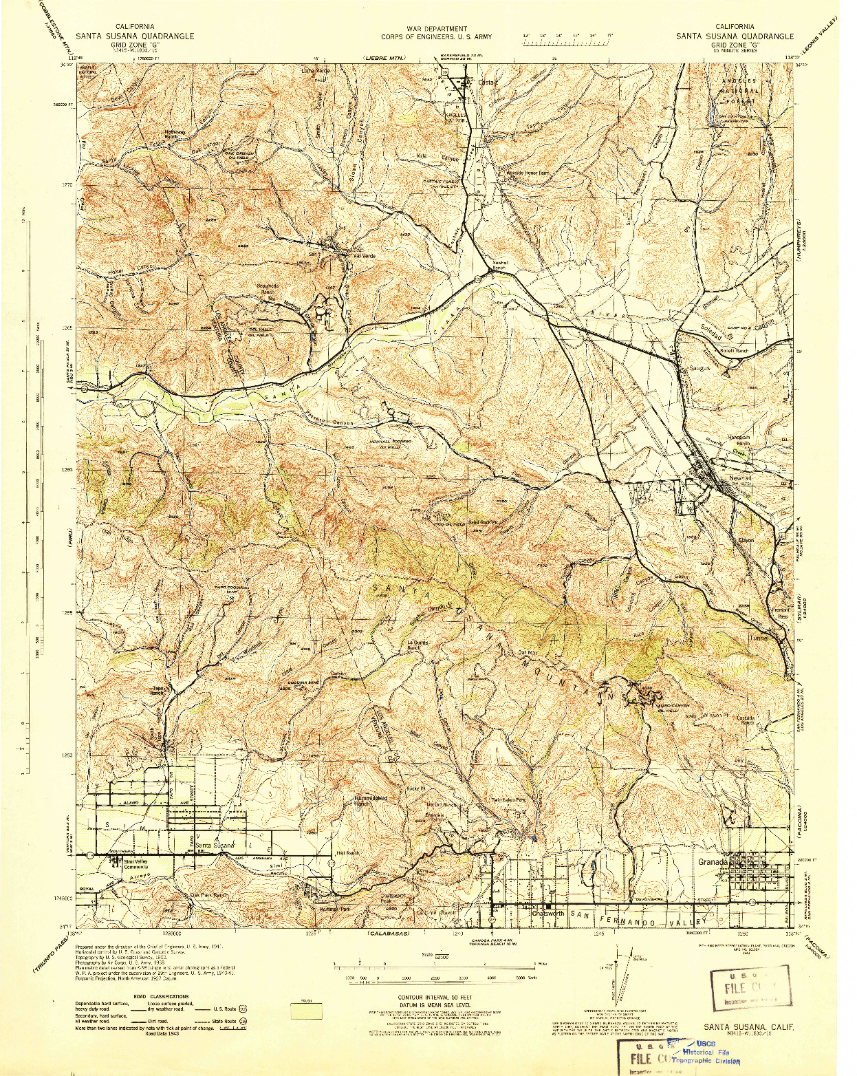 USGS 1:62500-SCALE QUADRANGLE FOR SANTA SUSANA, CA 1943