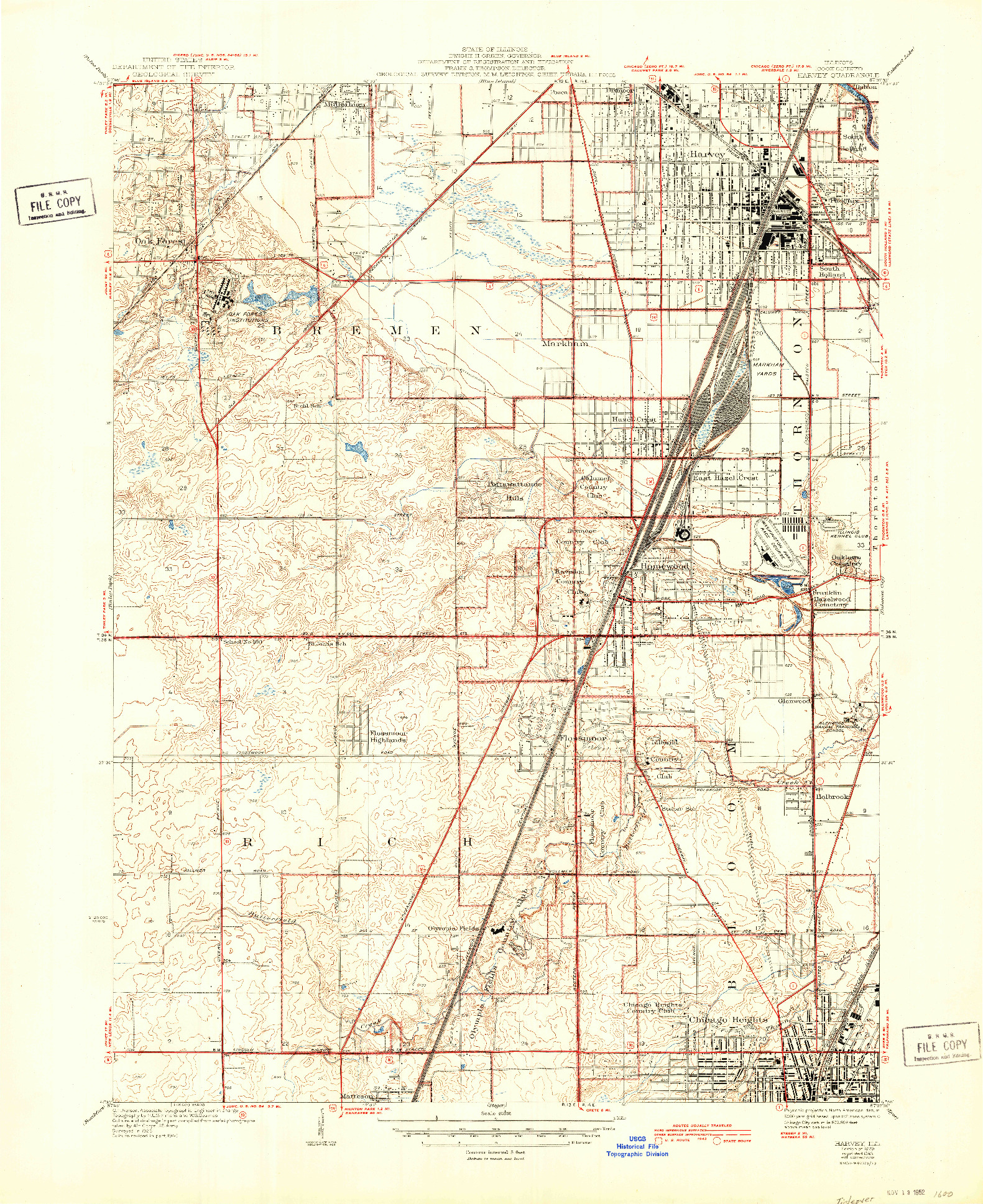 USGS 1:24000-SCALE QUADRANGLE FOR HARVEY, IL 1929