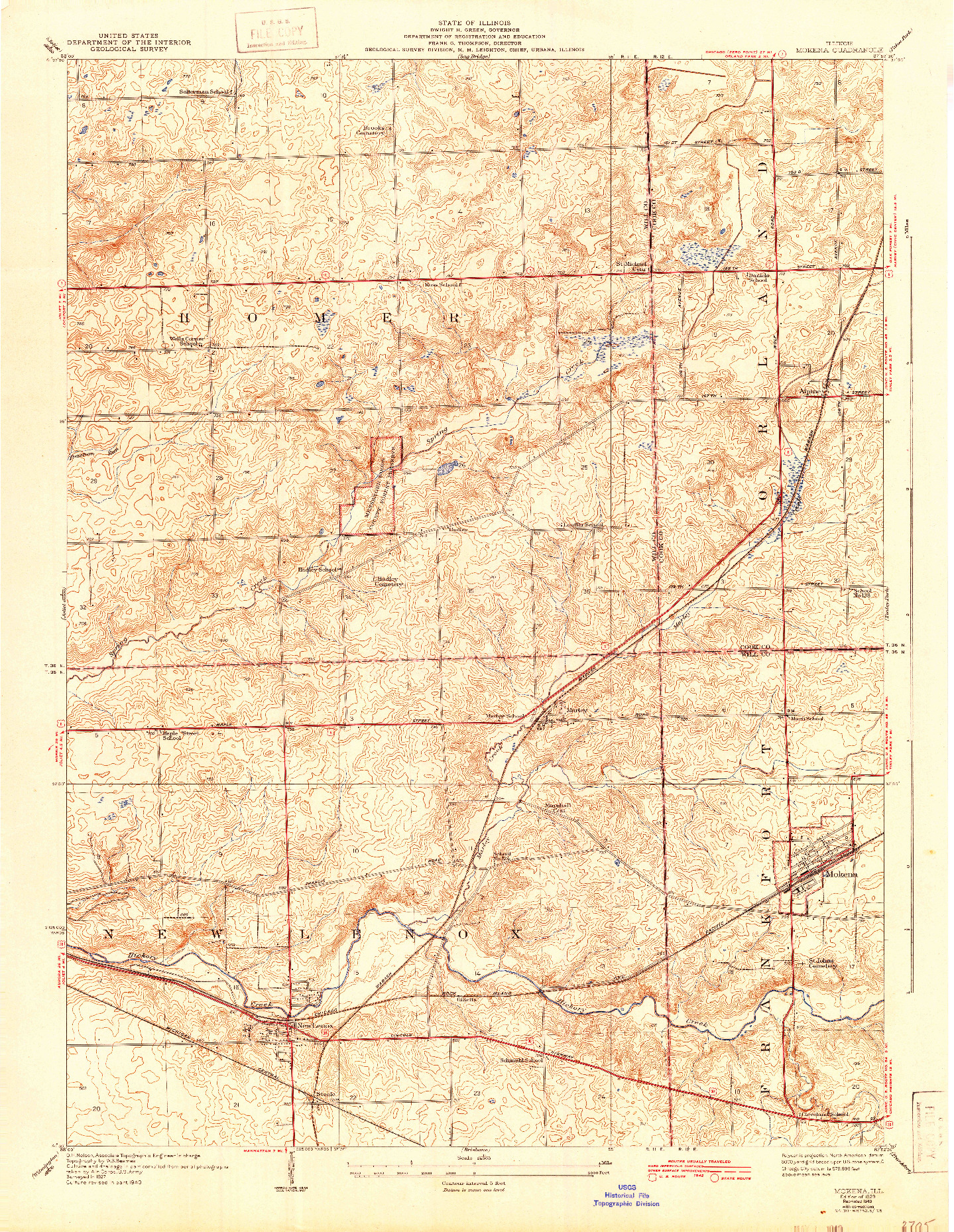 USGS 1:24000-SCALE QUADRANGLE FOR MOKENA, IL 1929