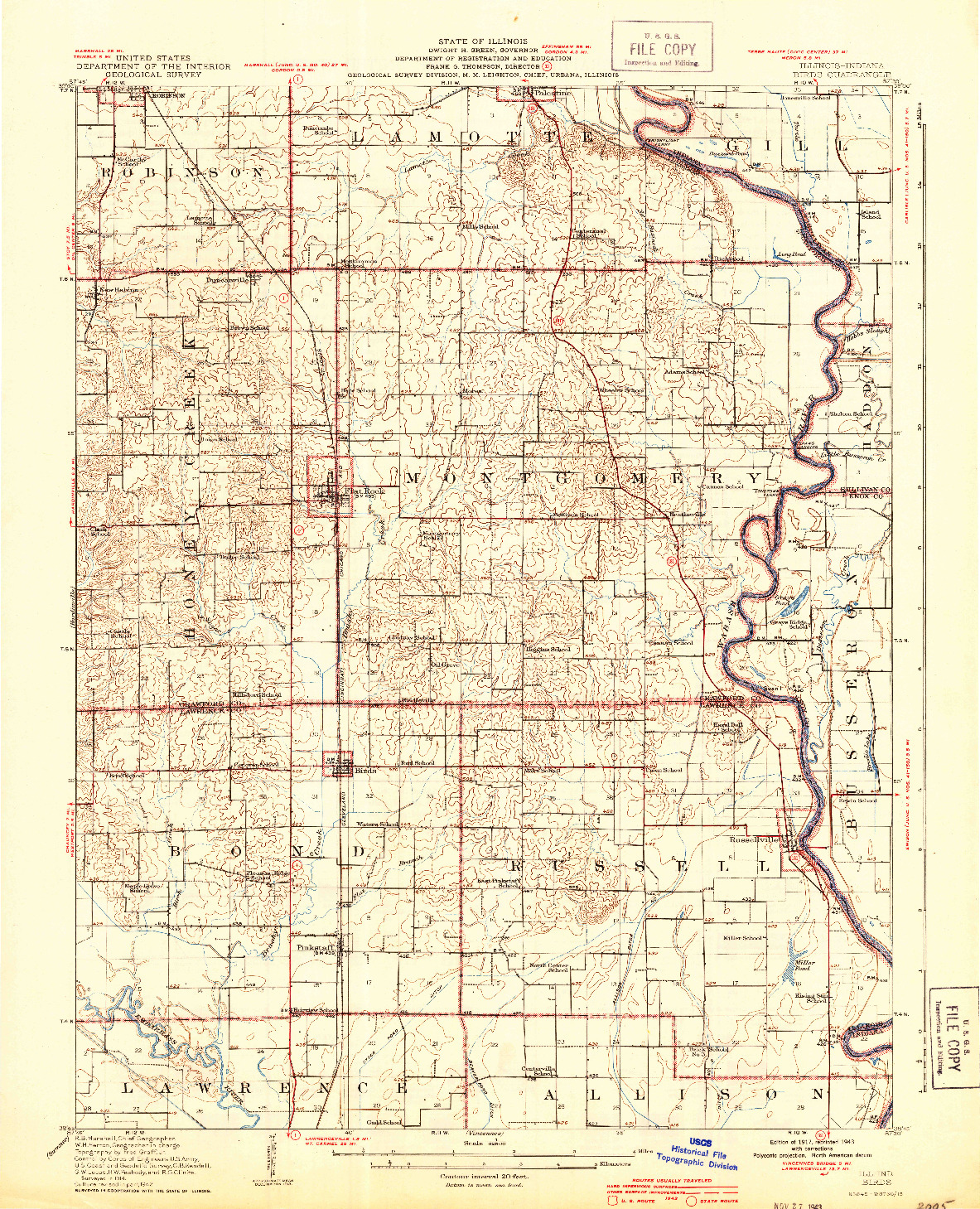 USGS 1:62500-SCALE QUADRANGLE FOR BIRDS, IL 1917