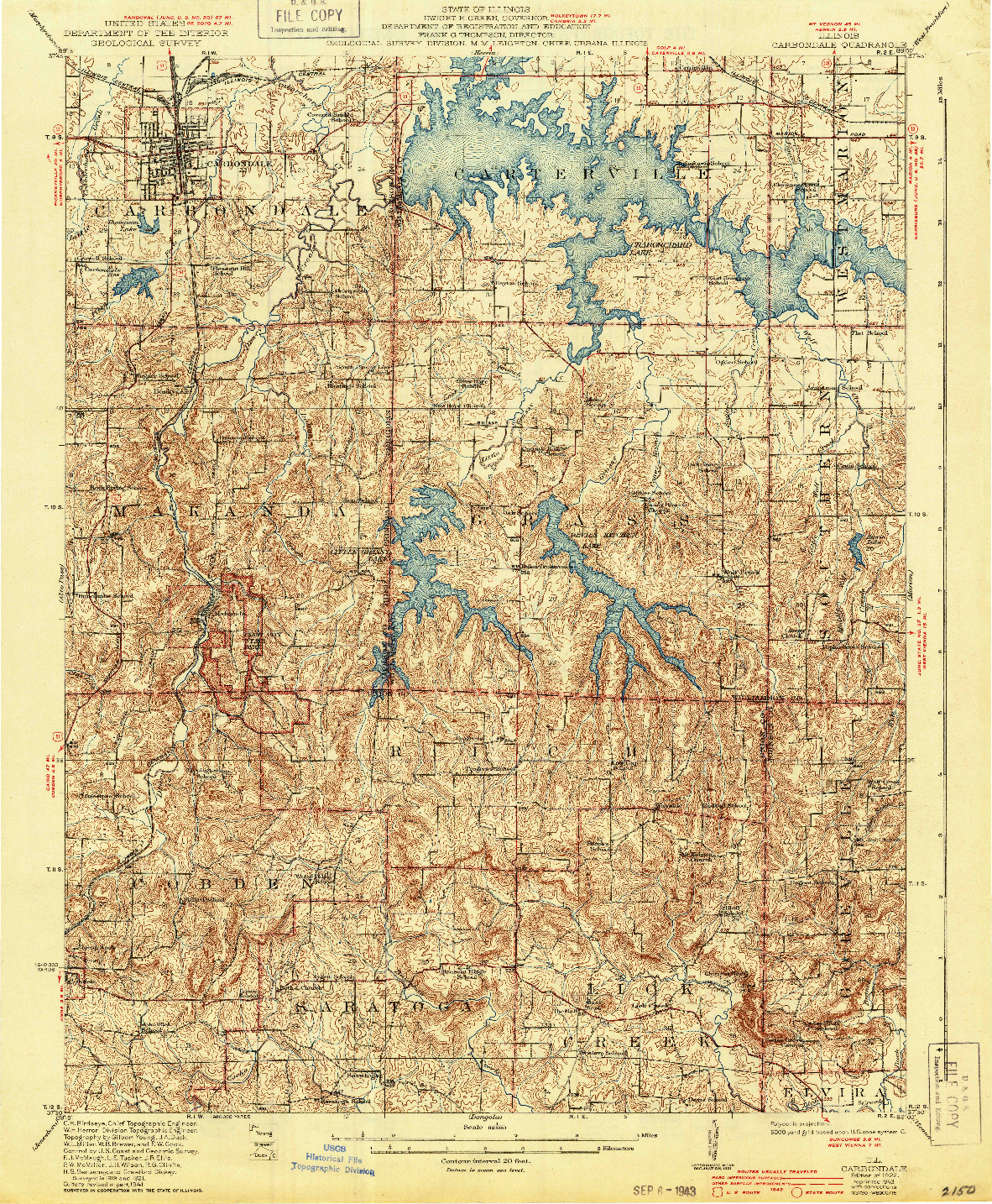 USGS 1:62500-SCALE QUADRANGLE FOR CARBONDALE, IL 1922