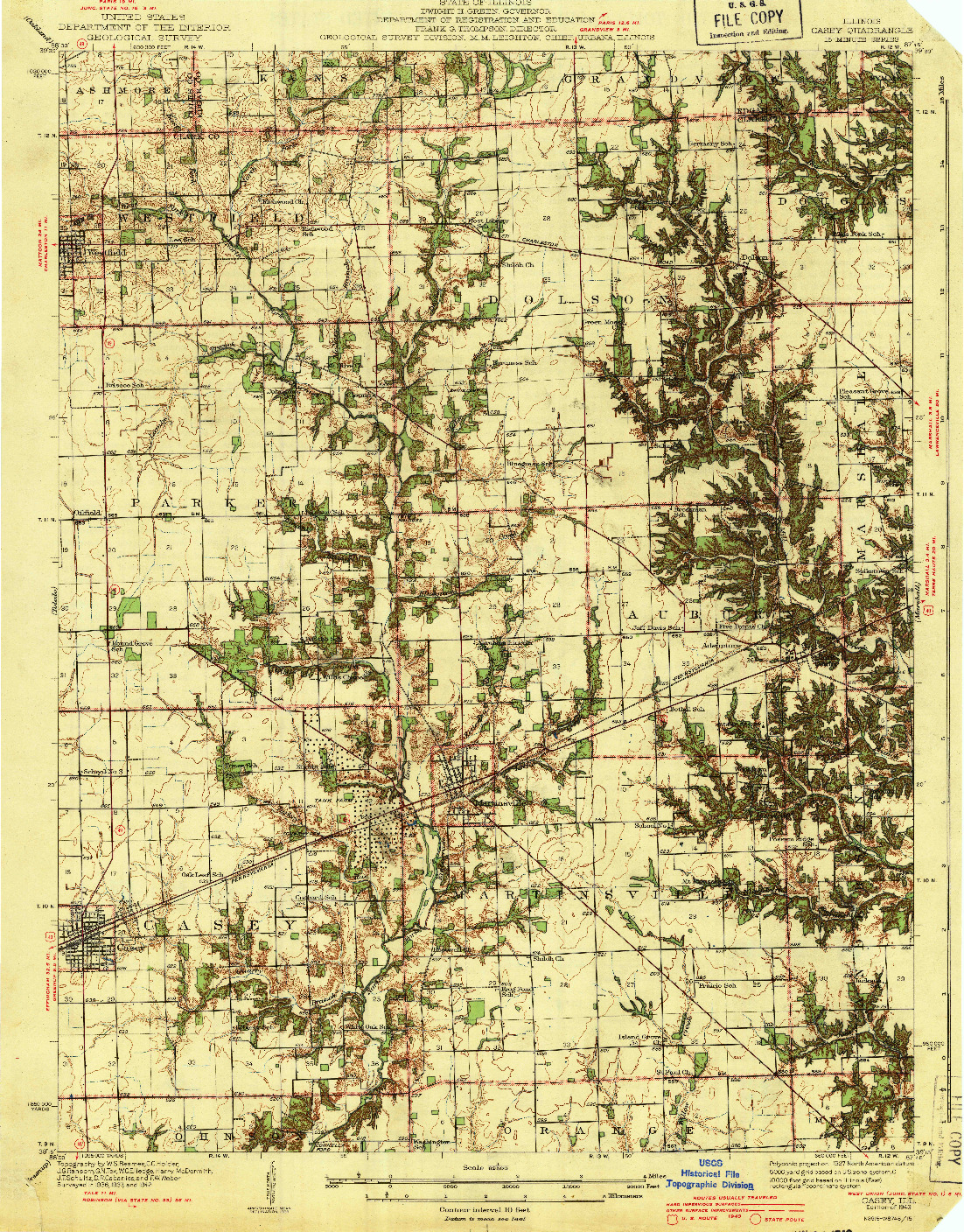USGS 1:62500-SCALE QUADRANGLE FOR CASEY, IL 1943
