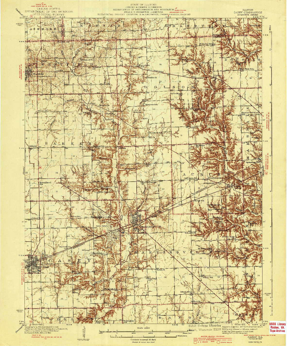 USGS 1:62500-SCALE QUADRANGLE FOR CASEY, IL 1943