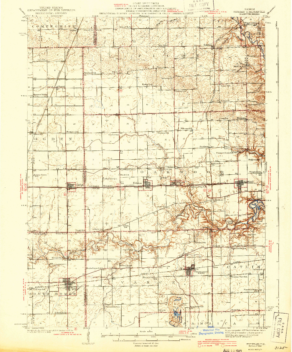 USGS 1:62500-SCALE QUADRANGLE FOR FITHIAN, IL 1943