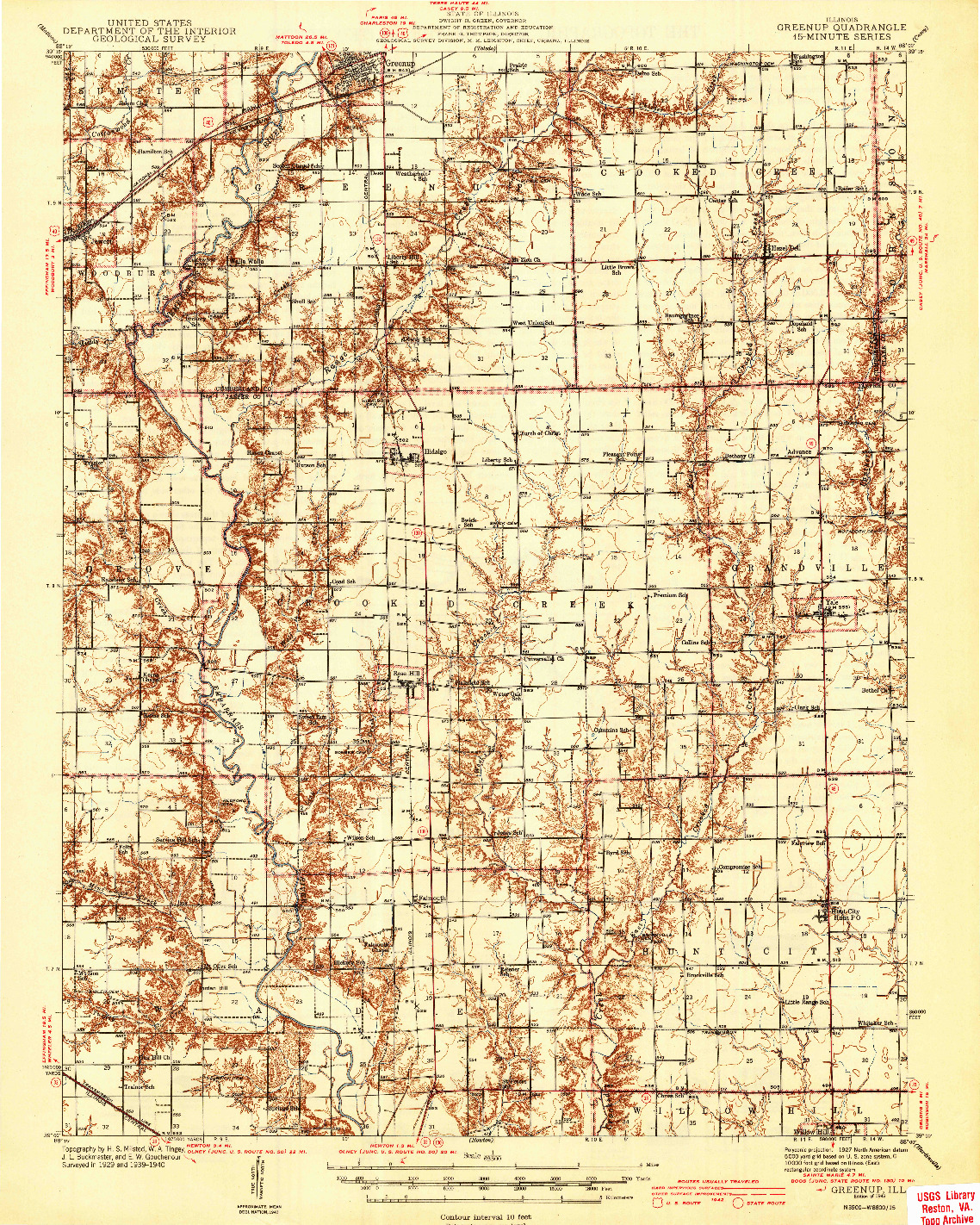 USGS 1:62500-SCALE QUADRANGLE FOR GREENUP, IL 1943