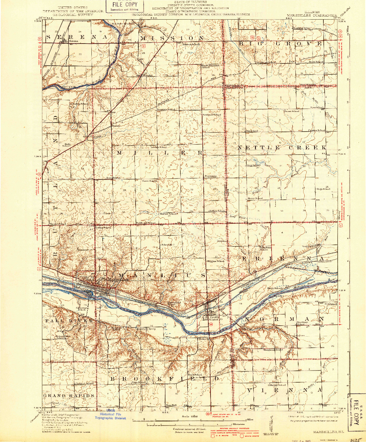 USGS 1:62500-SCALE QUADRANGLE FOR MARSEILLES, IL 1916